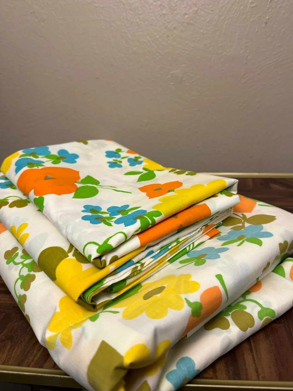 Vintage 1970’s JCPenney Fashion Manor Flower Power King Flat Sheet Pillow Cases